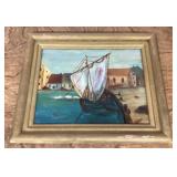 Framed seascape oil painting 15x30