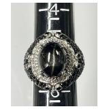Sterling silver black star ring