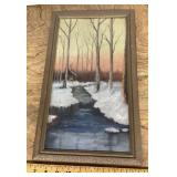 Framed landscape oil painting 10x16