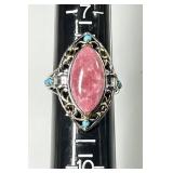 Sterling silver rhodochrosite ring