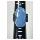 Sterling silver milky aquamarine ring