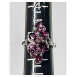 Sterling silver rhodolite garnet ring