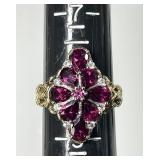Sterling silver rubellite ring