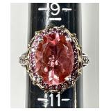 Sterling silver salmon quartz ring