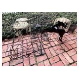 Outdoor wire planters, plant stands,