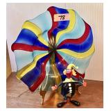 Art glass bowl on stand, art glass clown