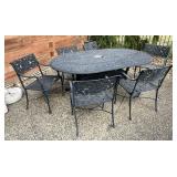 Cast aluminum oval patio table and 6 chairs