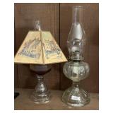 2 antique oil lamps