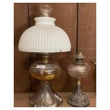 2 antique oil lamps