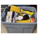 Rubbermaid tote with emergency provisions