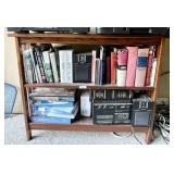 Wood bookshelf with contents 34x12x30" tall
