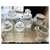 7 glass jars and canisters
