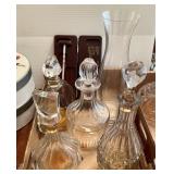 4 antique glass decanters, carafe,