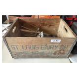 St. Louis Dairy wooden crate & mole traps