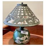 10" AMS Sterling silver on bronze small lamp