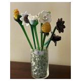 Vase of glass flowers