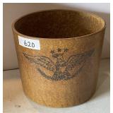 Salt glazed stoneware mustard crock w/eagle