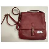 Red leather Coach Legacy flap bag