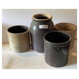 4 stoneware crocks