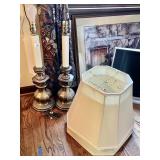 Pair of 36" brass lamps