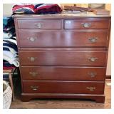 Chest of drawers with piece of glass on top