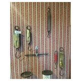 Group of antique hanging scales