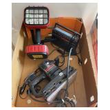 Flat with work light, radio, Craftsman sander