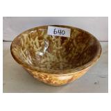 8" diameter spongeware pottery bowl