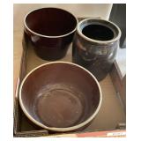 10" stoneware bowl, planter, and crock
