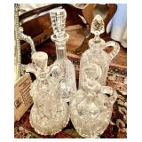 4 cut crystal decanters
