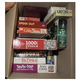 Large box of games, box of crayons
