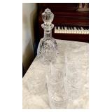 Waterford crystal decanter and 8 glasses