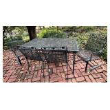 Wrought iron patio table and 6 chairs