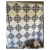 74x80 Blue and white hand made quilt