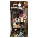 Metal shelf with contents