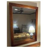 Wood framed beveled wall mirror 23x31