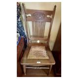 Antique pressed back cane seat chair