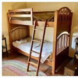 Wooden bunk beds can convert to 2 twin beds