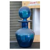 Blue blown glass decanter