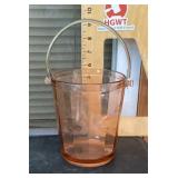 Pink Depression etched glass ice bucket