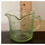 Green Depression glass measuring cup