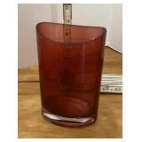 Etched red glass vase