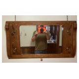Oak mirror with coat hooks 24x40