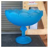 Indiana Glass blue frosted compote