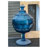 Blue glass candy dish