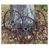3 steel wagon wheels