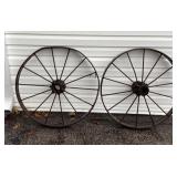 2 steel wagon wheels 32" diameter