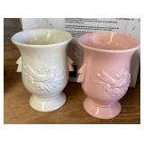 5 lady head vase 4", 2 McCoy vases