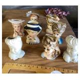 8 vintage lady head vases