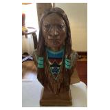 Carved wood Native American figure